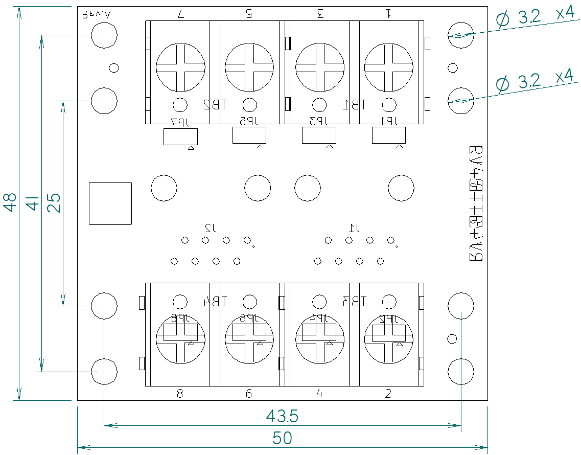 RJ45-TB-V2の外形寸法図