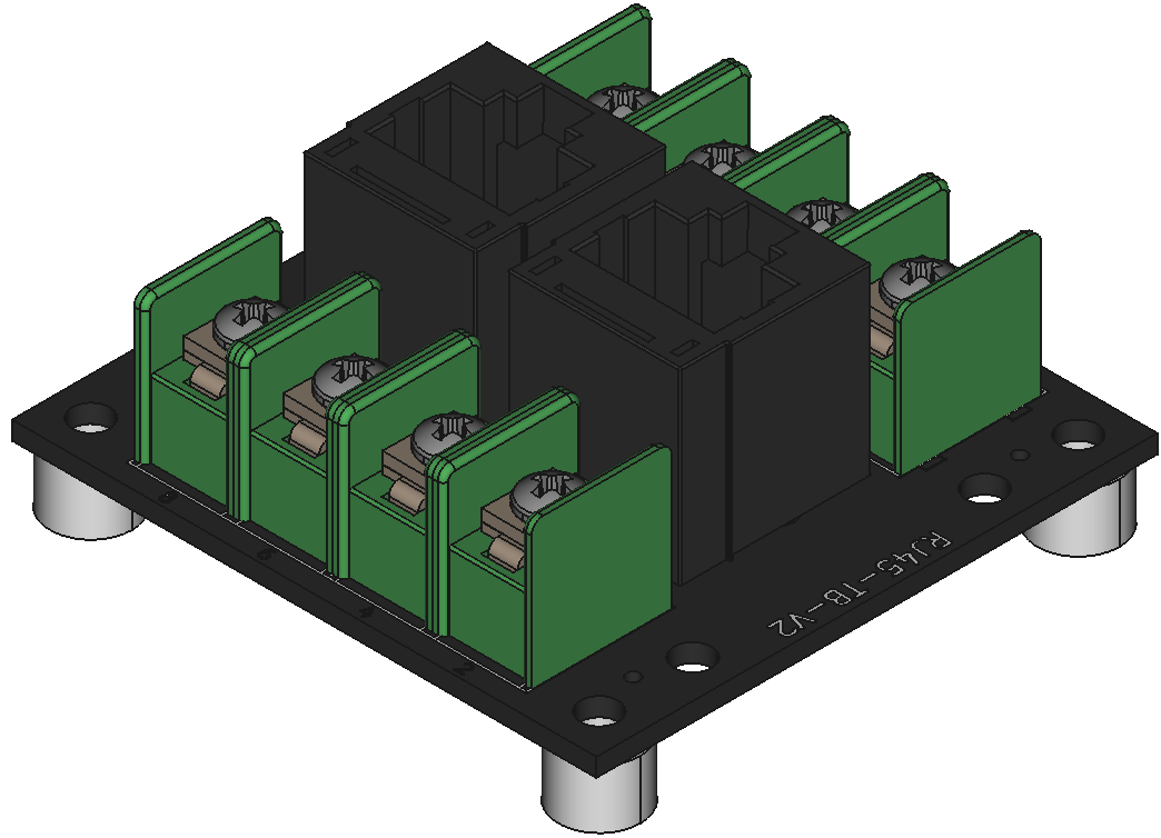 RJ45-TB-V2をネジ取付けする際の組立完成図